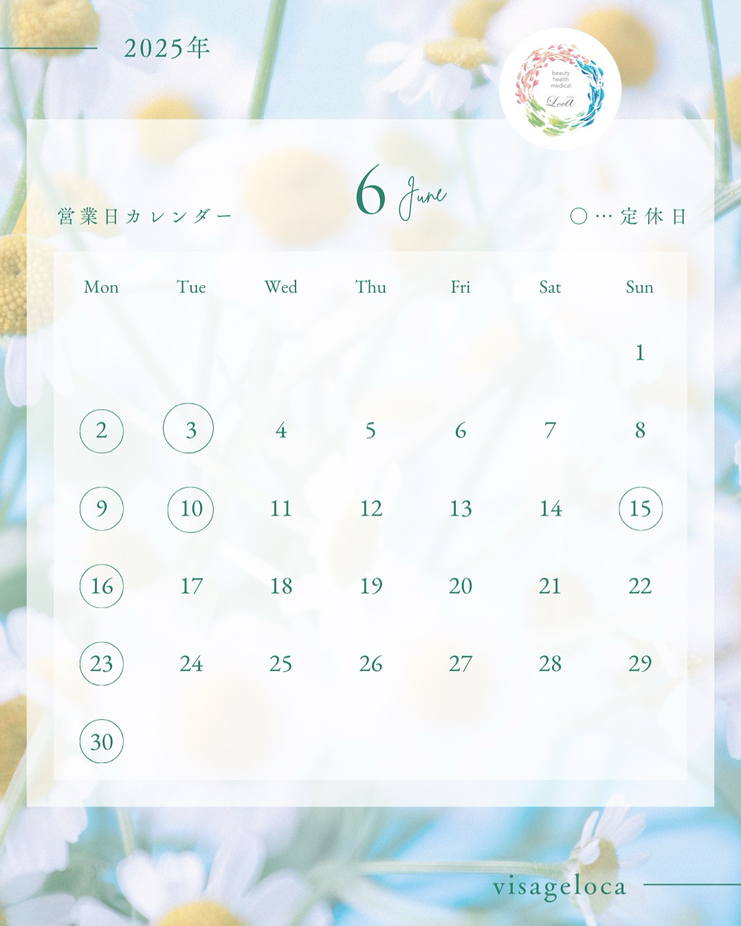 6月のサロンスケジュール
